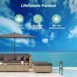 Lifegoods Parasols & Windschermen|Parasols & Windschermen<Parasol – 270x180cm – Crème Grijs