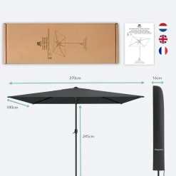Lifegoods Parasols & Windschermen|Parasols & Windschermen<Parasol – 270x180cm – Crème Grijs