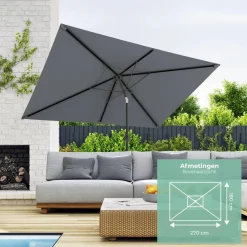 Lifegoods Parasols & Windschermen|Parasols & Windschermen<Parasol – 270x180cm – Crème Grijs