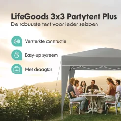 Lifegoods Partytenten<Partytent Plus – 3x3 m – Zwart Grijs