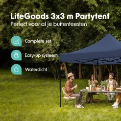 Lifegoods Partytenten<Partytent – 3x3 m – Easy-Up – Antraciet Blauw