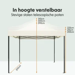 Lifegoods Partytenten<Partytent – 3x3 m – Easy-Up – Antraciet Beige