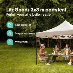 Lifegoods Partytenten<Partytent – 3x3 m – Easy-Up – Antraciet Beige