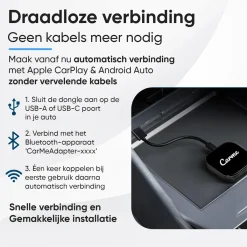 CarMe Draadloze Ontvangers<Premium 2-in-1 CarPlay & Android Auto Dongle