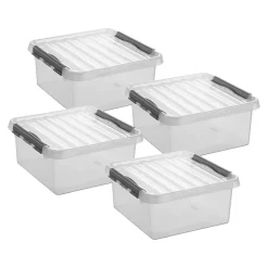 Sunware Opbergmanden En- Kratten>Q-line - Opbergbox - 18L transp. - 4-delig