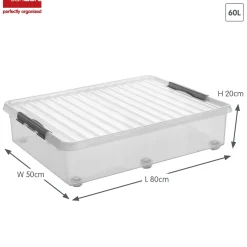 Sunware Opbergmanden En- Kratten<Q-line - Rollerbox - 60L transparant/grijs