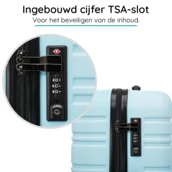 Blocktravel Koffers & Trolleys<Reiskoffer L ABS 95L met TSA-slot en 360° wielen Lichtblauw