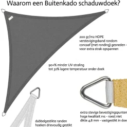 Buitenkado Schaduwdoeken>Schaduwdoek rechthoek - 2.5x4m - 5-dlg
