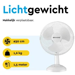 Brasq Ventilators<Tafelventilator 30 cm - 3 snelheden - 40 Watt