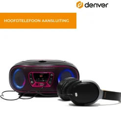 Denver Audio<TCL212BTB FM-Radio Incl. Bluetooth Boombox Roze - Zwart
