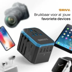 Drivv. Stekkers & Kabels|Wereldstekkers>Universele Wereldstekker - USB C