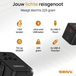 Drivv. Stekkers & Kabels|Wereldstekkers>Universele Wereldstekker met kabel - 70W