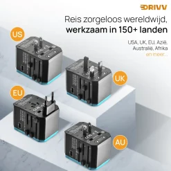 Drivv. Stekkers & Kabels|Wereldstekkers<Universele Wereldstekker - Fast Charge