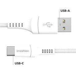 Imoshion Stekkers & Kabels<USB-C naar USB A kabel - 2 meter Wit