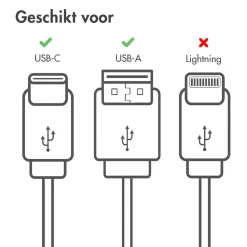 Imoshion Stekkers & Kabels<USB-C naar USB A kabel - 2 meter Wit
