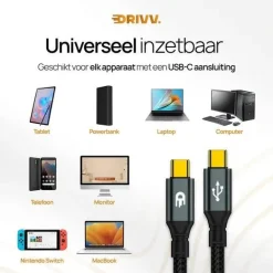 Drivv. Stekkers & Kabels<USB C naar USB C 3.2 Kabel - 2 Meter