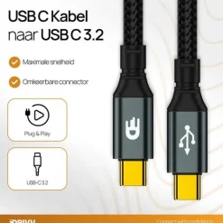 Drivv. Stekkers & Kabels<USB C naar USB C 3.2 Kabel - 2 Meter