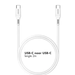 Accezz Stekkers & Kabels<USB-C naar USB-C kabel 2 meter Wit
