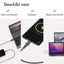 Imoshion Stekkers & Kabels<USB-C naar USB-C kabel 2 meter Zwart
