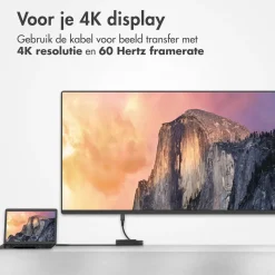 Imoshion Stekkers & Kabels<USB-C naar USB-C kabel 2 meter Zwart