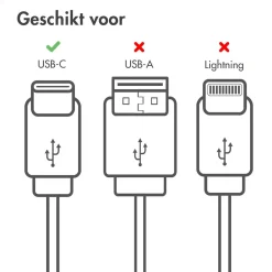 Imoshion Stekkers & Kabels<USB-C naar USB-C kabel 2 meter Zwart