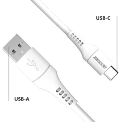 Accezz Stekkers & Kabels<USB-C naar USB kabel 2 meter Wit