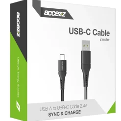 Accezz Stekkers & Kabels<USB-C naar USB kabel 2 meter Wit
