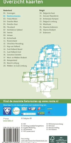 Falkplan Fietskaarten>VVV Fietskaart 02 Waddeneilanden