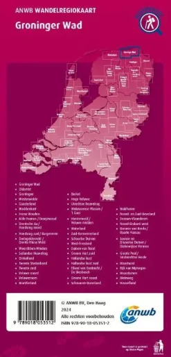 ANWB Wandelkaarten|Wandelkaarten>Wandelregiokaart Groninger Wad
