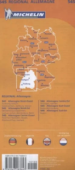 Michelin Wegenkaarten & Atlassen|Wegenkaarten<Wegenkaart Duitsland – zuid west – 545 –