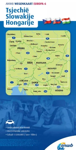 ANWB Wegenkaarten & Atlassen|Wegenkaarten<Wegenkaart Hongarije, Slowakije en Tsjechië