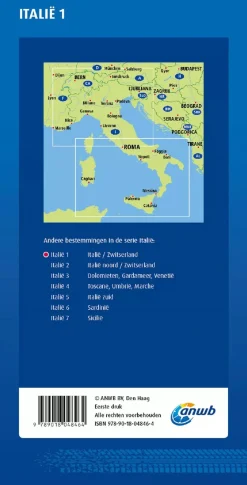 ANWB Wegenkaarten & Atlassen|Wegenkaarten<Wegenkaart Italie en Zwitserland