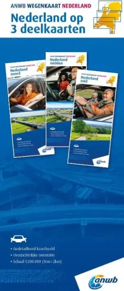 ANWB Wegenkaarten & Atlassen|Wegenkaarten<wegenkaart Nederland - Set noord, midden, zuid