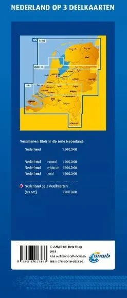 ANWB Wegenkaarten & Atlassen|Wegenkaarten<wegenkaart Nederland - Set noord, midden, zuid