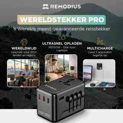 Remodius Stekkers & Kabels|Wereldstekkers>Wereldstekker PRO + 2× UniCharge Kabel